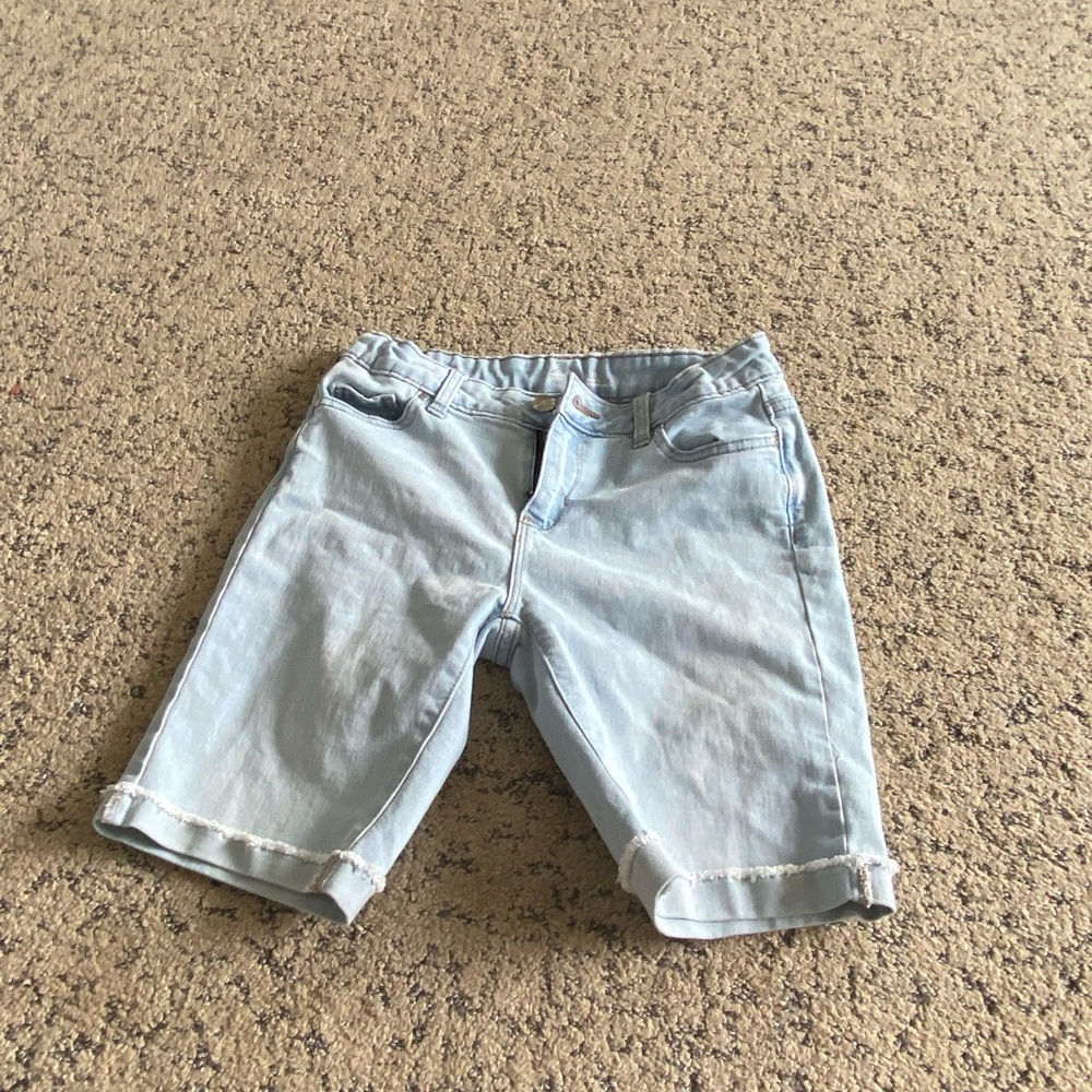 Blue knee high shorts